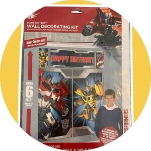 Transformers Wall Decorating Birthday Kit Optimus Prime Bumble Bee 5pc Set 6ft C
